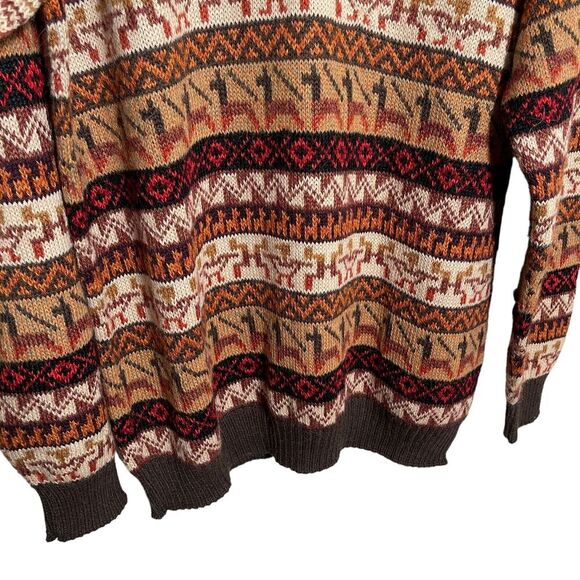 Inka Maki Sweater Men's Medium Pullover Alpaca Wool Printed Grandpa - Picture 5 of 9